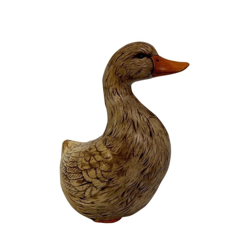 Vintage 1989 Sarah Matzke Hand Painted Ceramic Duck Figurine Folk Art Signed 5"